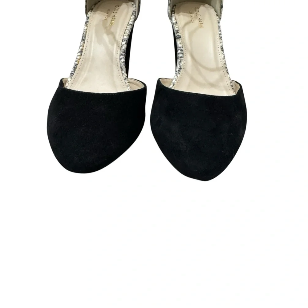 COLE HAAN Lara Ankle Strap‎ Black Suede Pumps Shoes Size 8